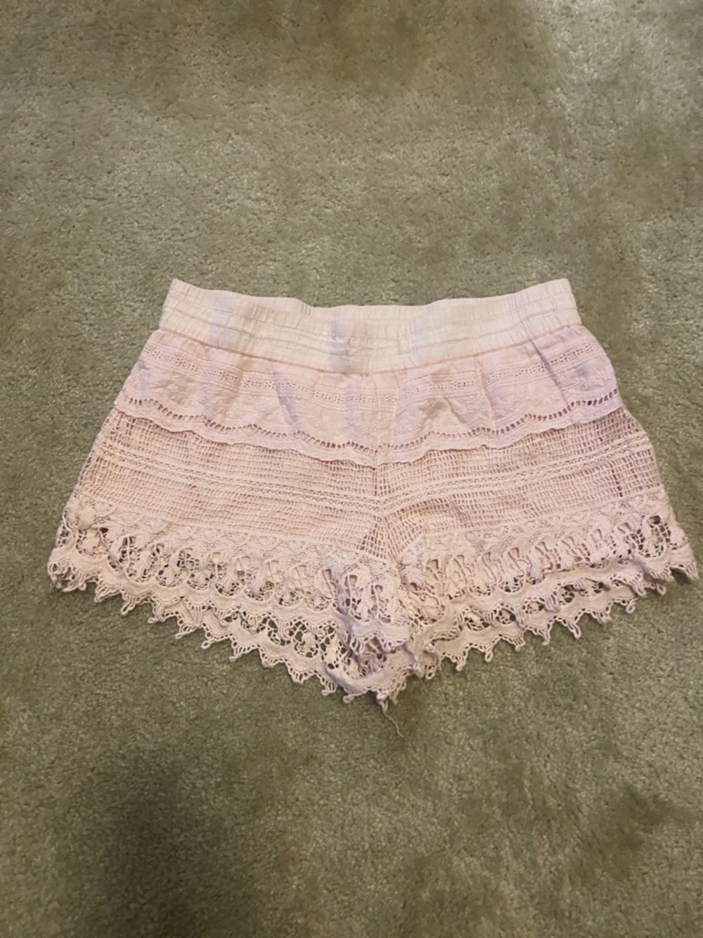 No Boundaries Pink Crochet Lace Shorts